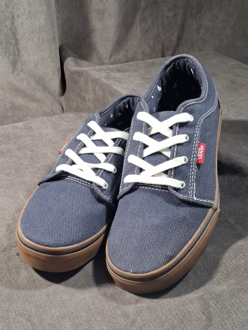 Vans Pro Chukka Low Bandana Navy Gum White Stitching Canvas Sneakers VG+ US 6